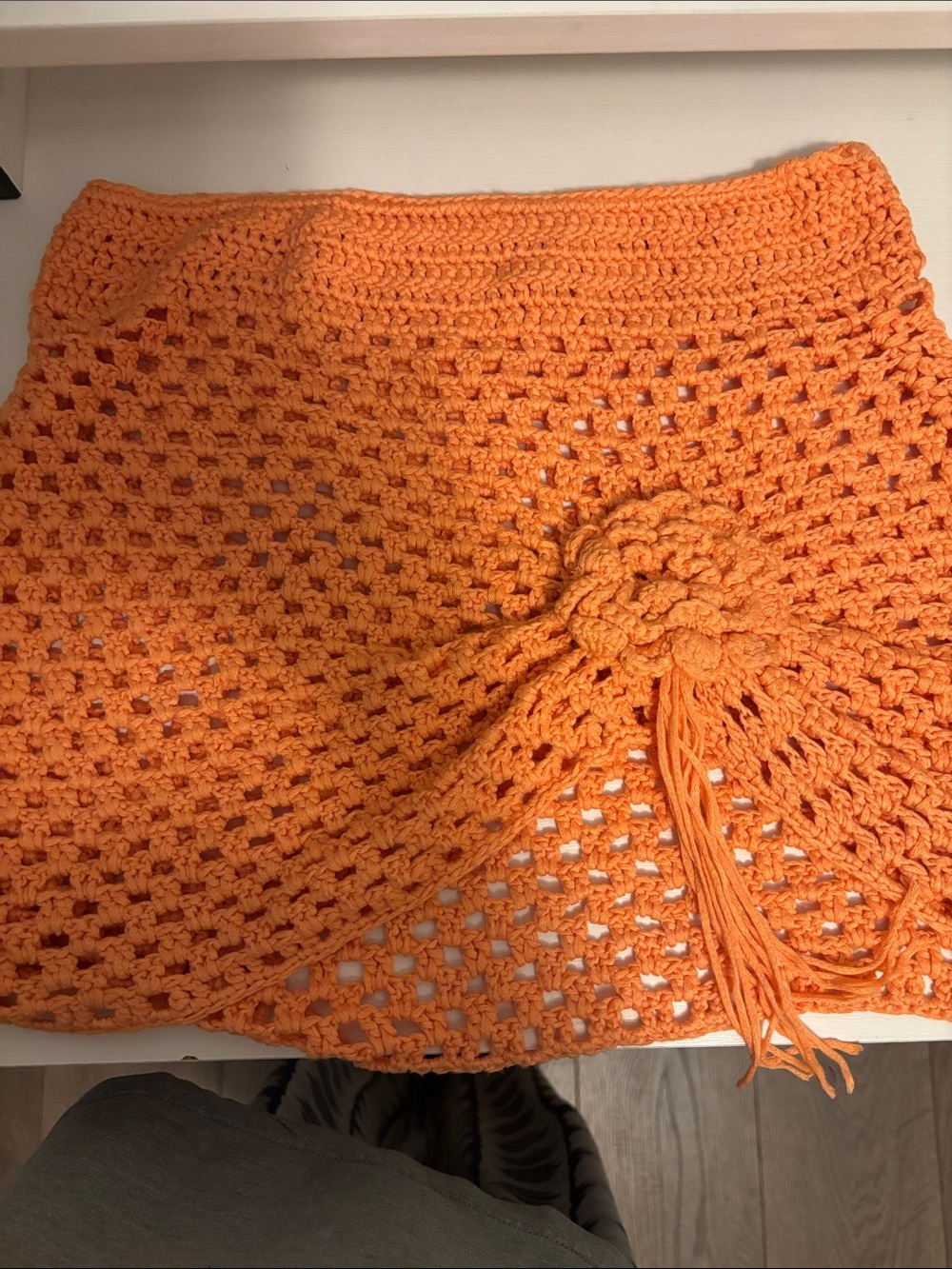 Fashion Nova Orange Crochet Mini Skirt Swimsuit Coverup Medium
